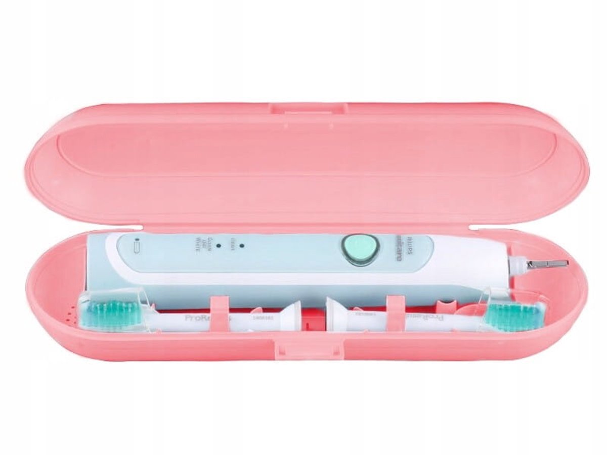 Reiskoffer voor Elektrische Tandenborstel Philips Sonicare compatible - Met opbergvak voor opzetborstels - Roze