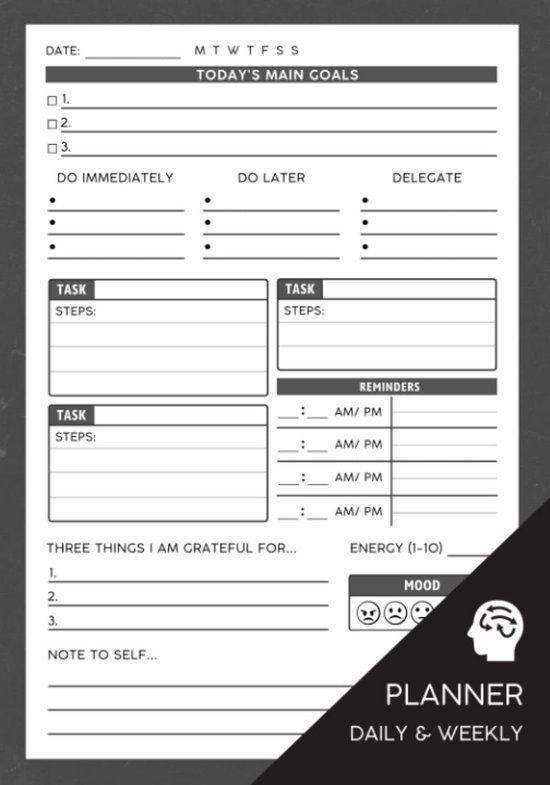 Foto: Onedateerde dag en weekplanner voor focus en organisatie discreet ontwerp voor volwassenen en tieners