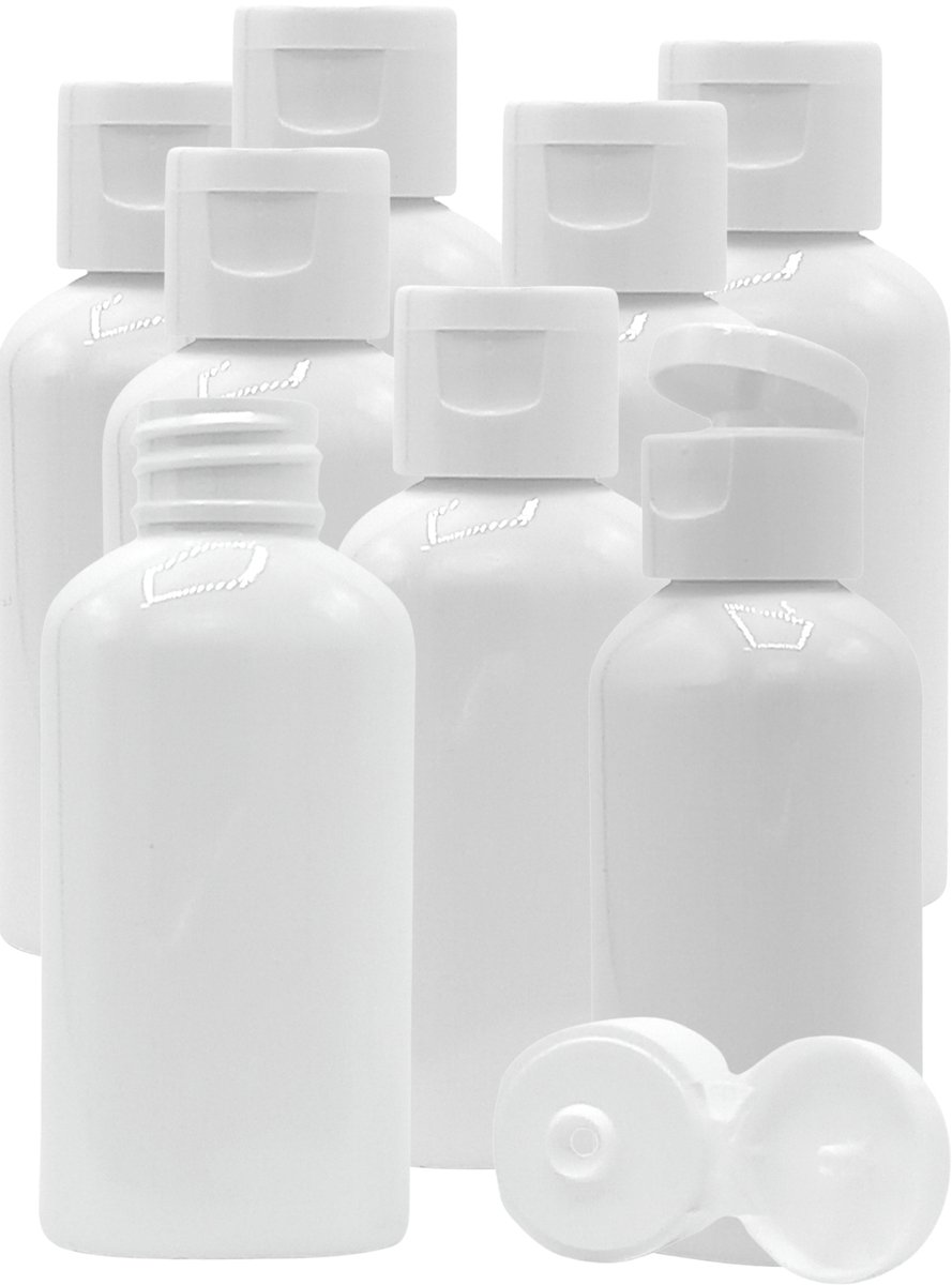 Flessen 50ml met Klepdop 50 stuks - Navulbaar - Lege plastic flessen - Lege Flesjes