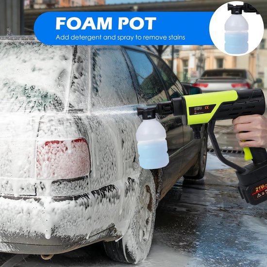 Draagbare Snoerloze Hogedrukreiniger met 2 Accu's, 6-in-1 Sproeikop en Schuimkanon — afbeelding 4