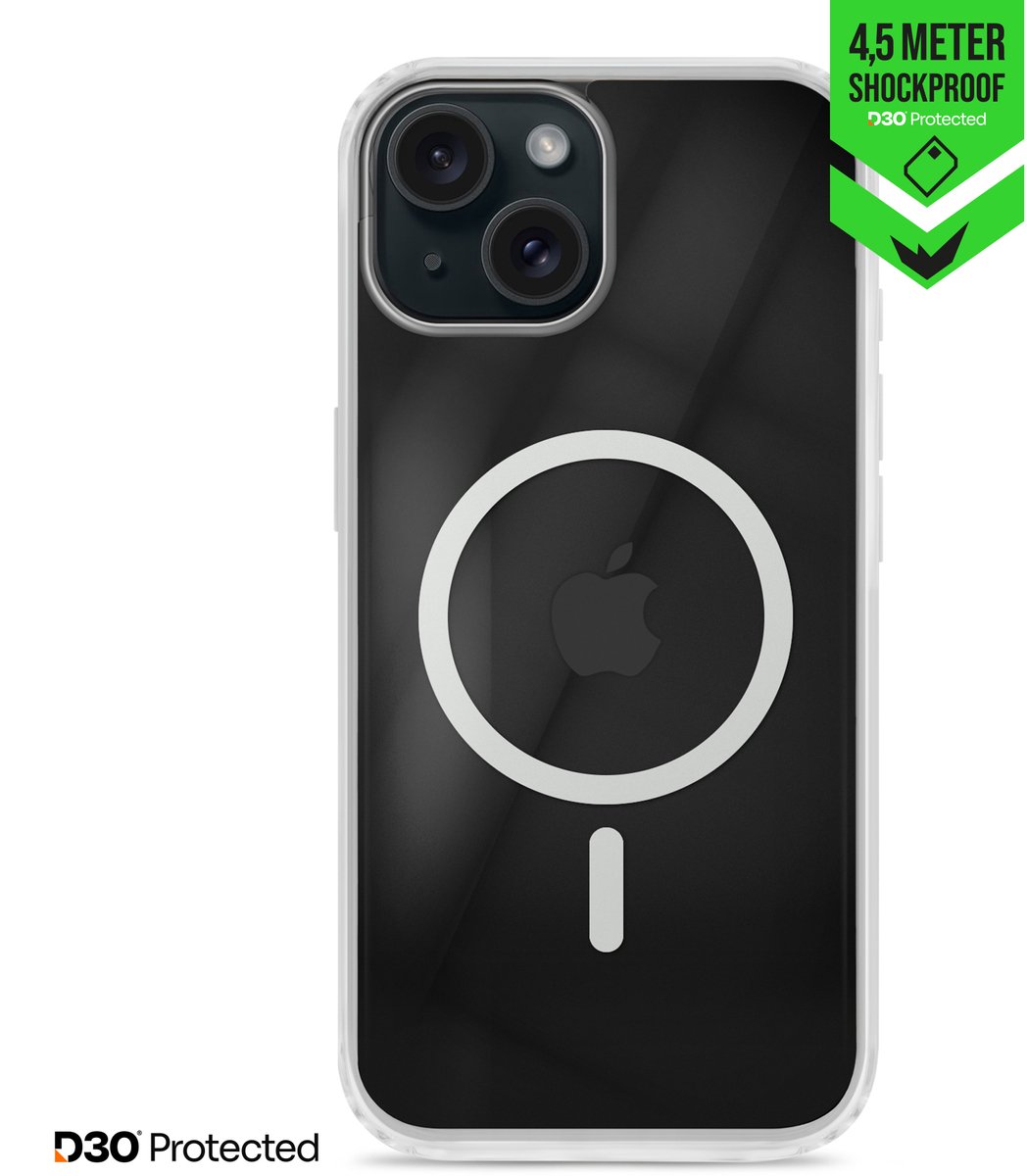 Striker Doorzichtig Hoesje geschikt voor Apple iPhone 15 MagSafe Telefoonhoesje Hardcase | Striker X-Core Xtreme Impact Backcover Shockproof | Geschikt voor MagSafe | Geschikt voor Draadloos Opladen met Magnetische Ring | Geschikt voor MagSafe Case -