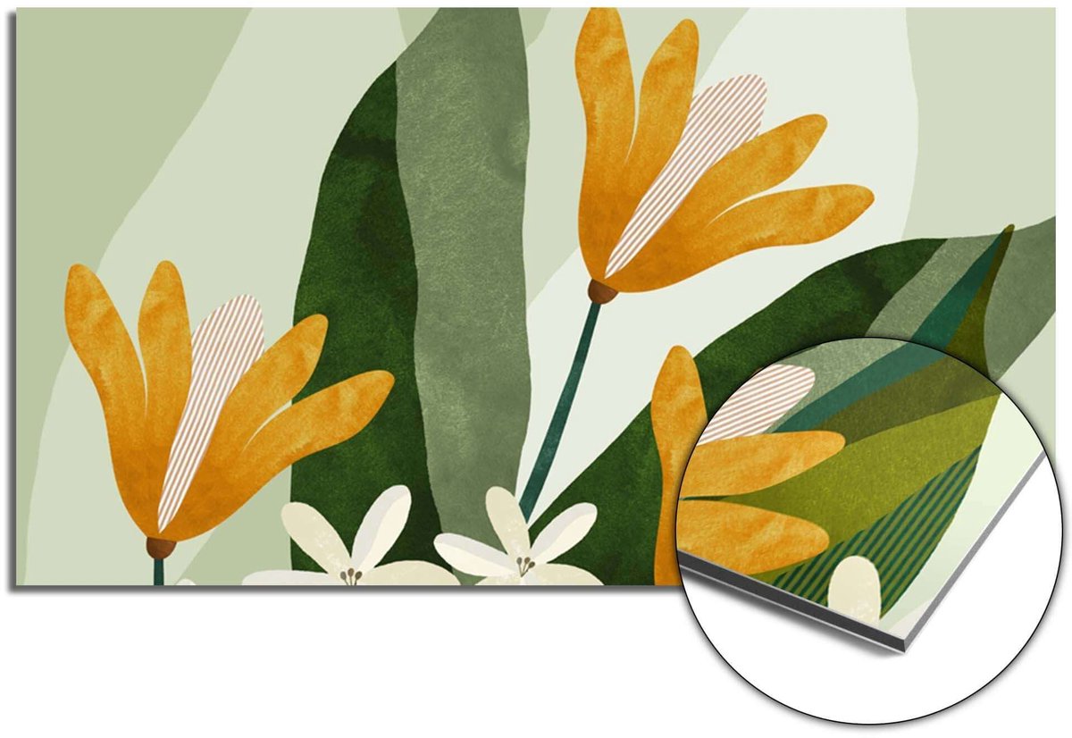 KitchenArt - Golden Petals Spatscherm - 120x60 cm - Spatscherm Achterwand Keuken - Spatwand Keuken