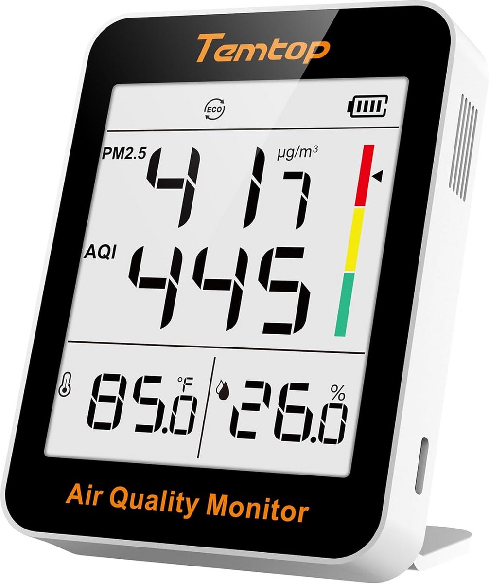 Luchtkwaliteit Monitor PM2.5, Temperatuur en Vochtigheid Meter voor Binnen