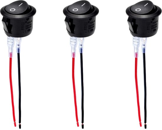 Interrupteur à Bascule Rond éclairé LED Rouge 12V - Avec Câble Pré-câblé - Pour Voiture, Camping-car, Pompe - Trous De 29 Mm
