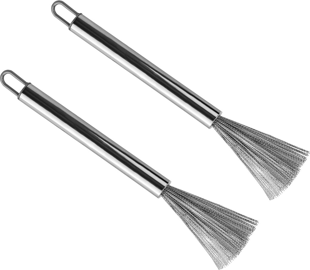 Set van 2 RVS Afwasborstels met Handvat voor Hardnekkig Vuil en Grillreiniging