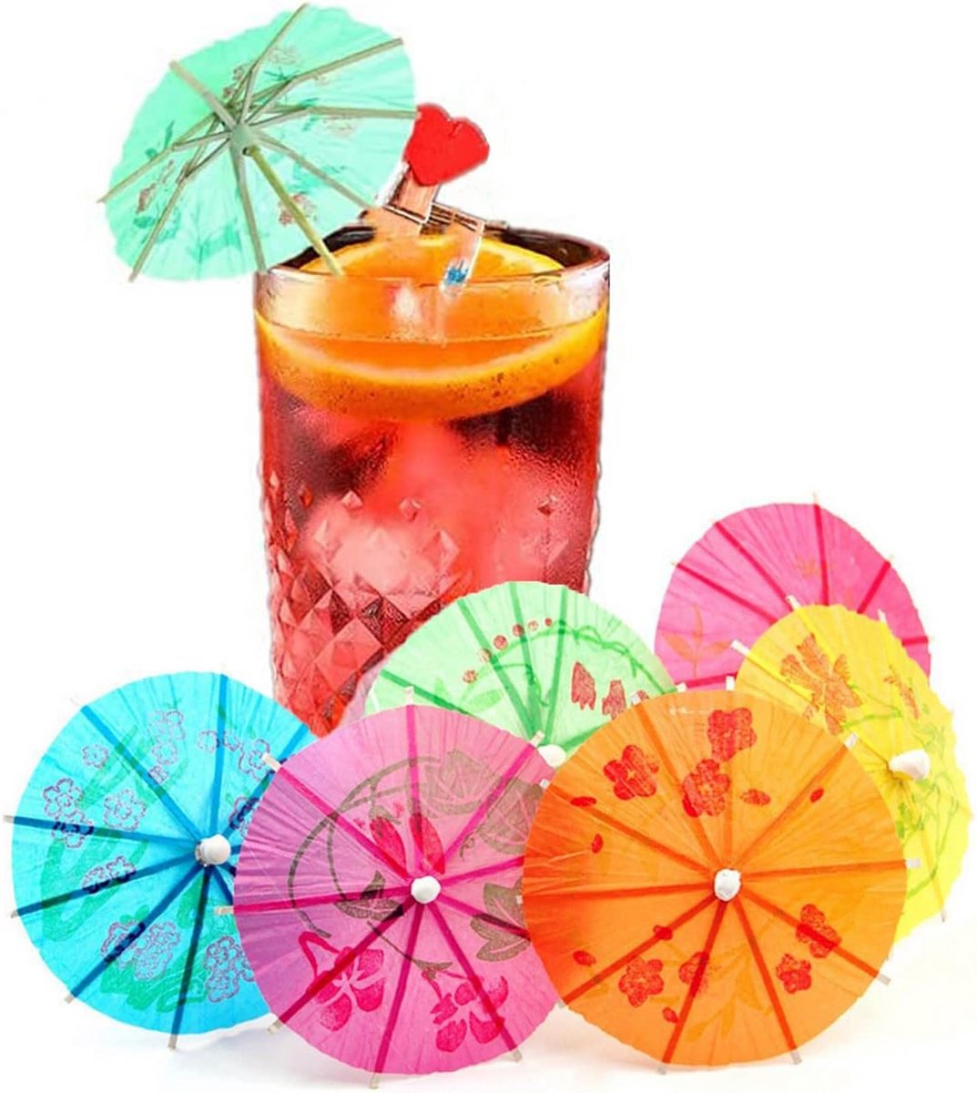 50 Stuks Tropische Cocktail Decoratie Prikkers met Bloem Motief voor Drankjes