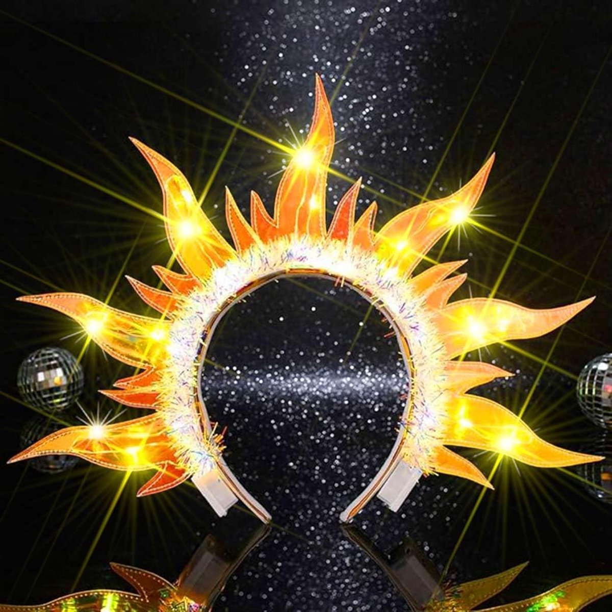 Lichtgevende Haarband met LED Vlammen voor Dames - Feest & Carnaval Accessoire