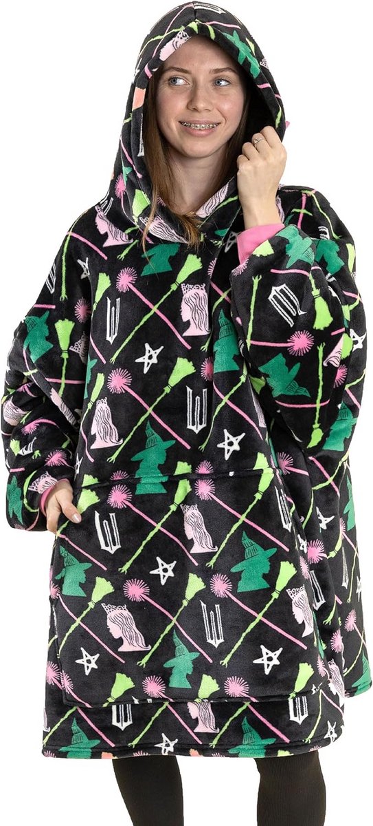 Comfortabele Deken Hoodie met Capuchon en Lange Mouwen voor Dames | Fleece Loungewear met Veelkleurig Ontwerp