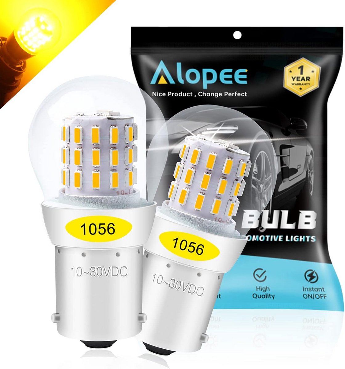 2-Pack Extreem Heldere Gele LED Lampen 1056 BAU15S Auto Vervanging voor Richtingaanwijzers en Achterlichten