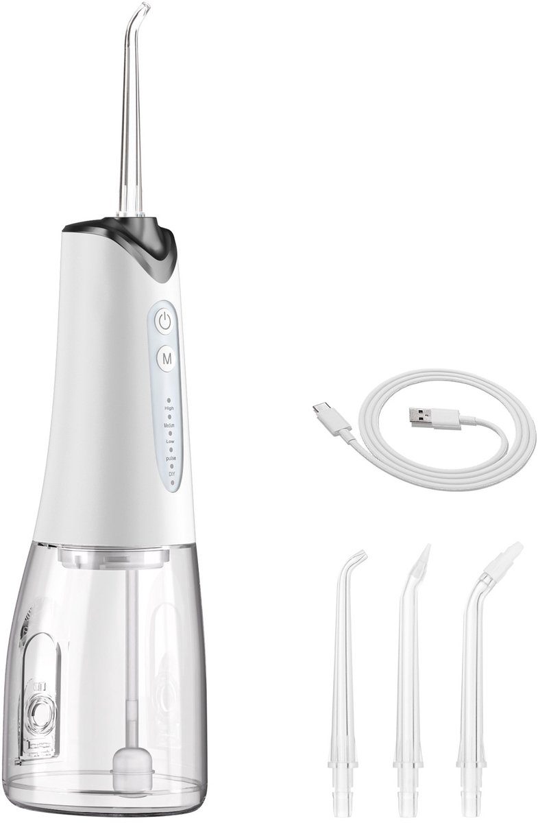 Mondverzorging - Draagbare waterflosser - Waterflosser - Monddouche - Flos - Flosser - Waterflosser draadloos - Tanden & Beugels reinigen - Wit