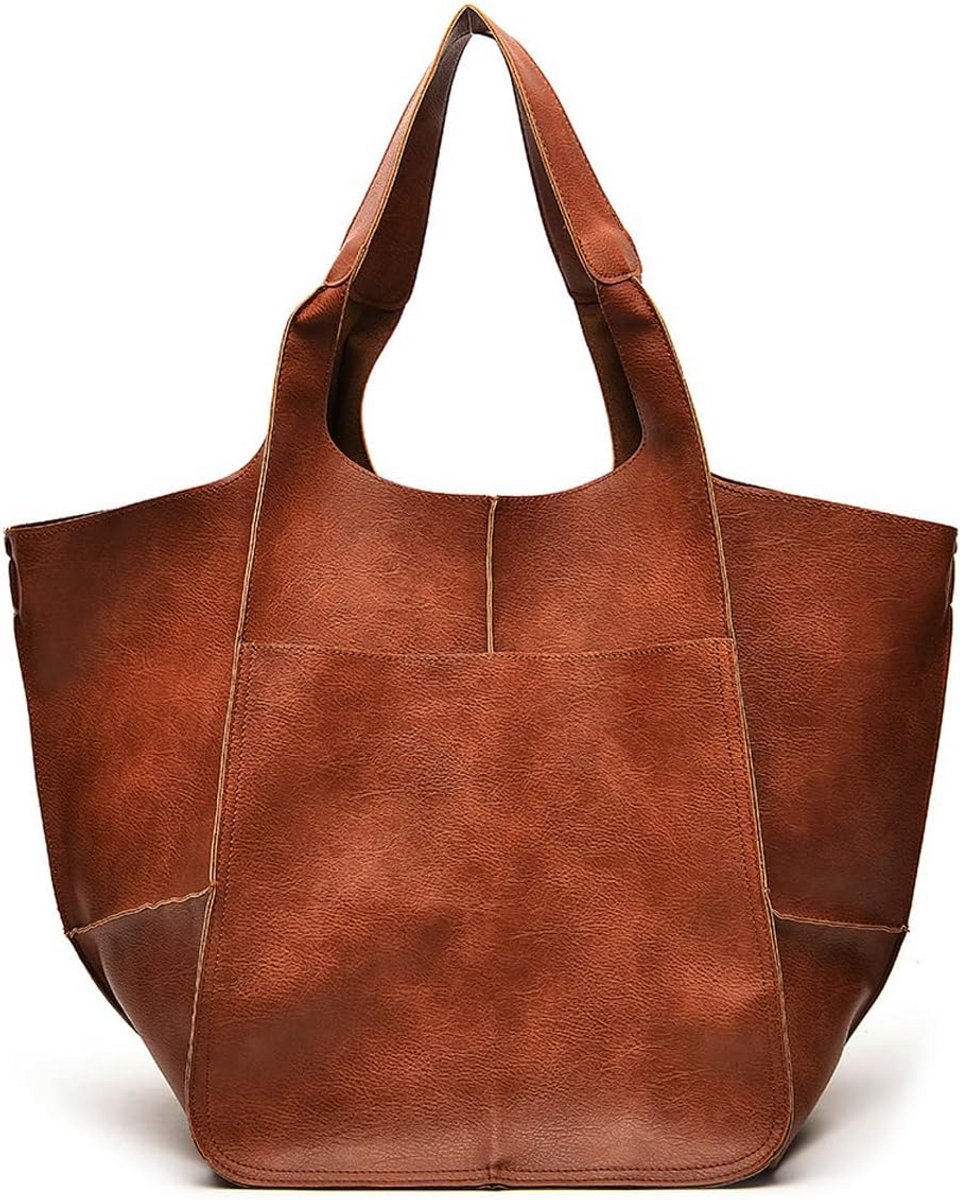 Grote Dames Shopper Tas van Zacht PU Leer, Elegante Schoudertas en Hobo Handtas