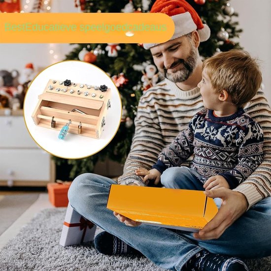 Schroevendraaier Bord Set voor Kinderen - Houten Ouder-Kind Interactief Spel - STEM Educatief Peuter Speelgoed Met Sleutel En Slot Voor Thuis En Onderweg Verjaardagscadeau van Merkloos — afbeelding 2