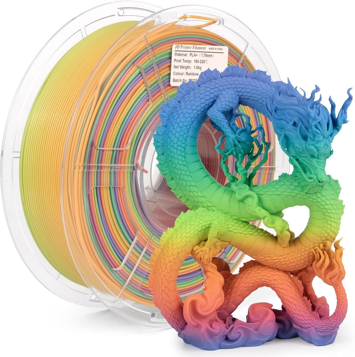 Mat PLA+ 3D-printerfilament 1,75mm - Regenboog/Macaron Gradiënt Kleur - 1kg Spoel