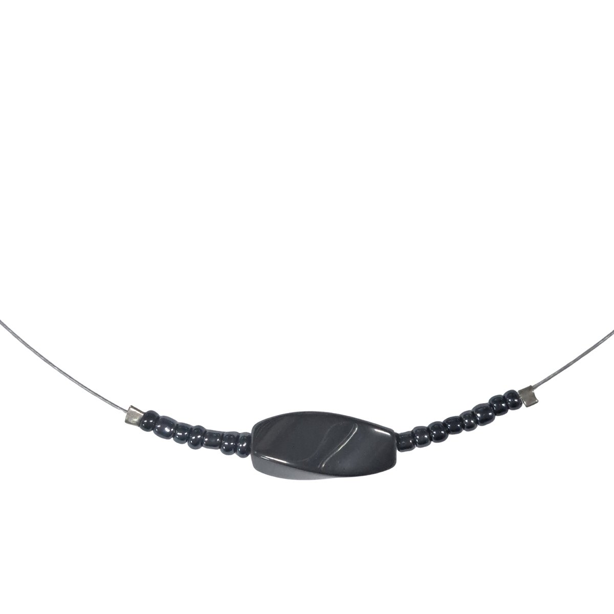 Glamour - Halsketting - Handgemaakte Ketting - Edelstaal - Gun Metal - La Roche - 44 cm.