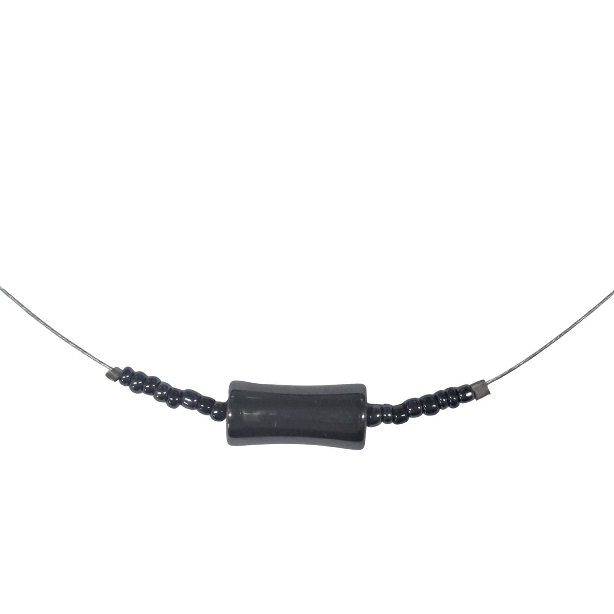 Glamour - Halsketting - Handgemaakte Ketting - Edelstaal - Gun Metal - Barrel - 44 cm.