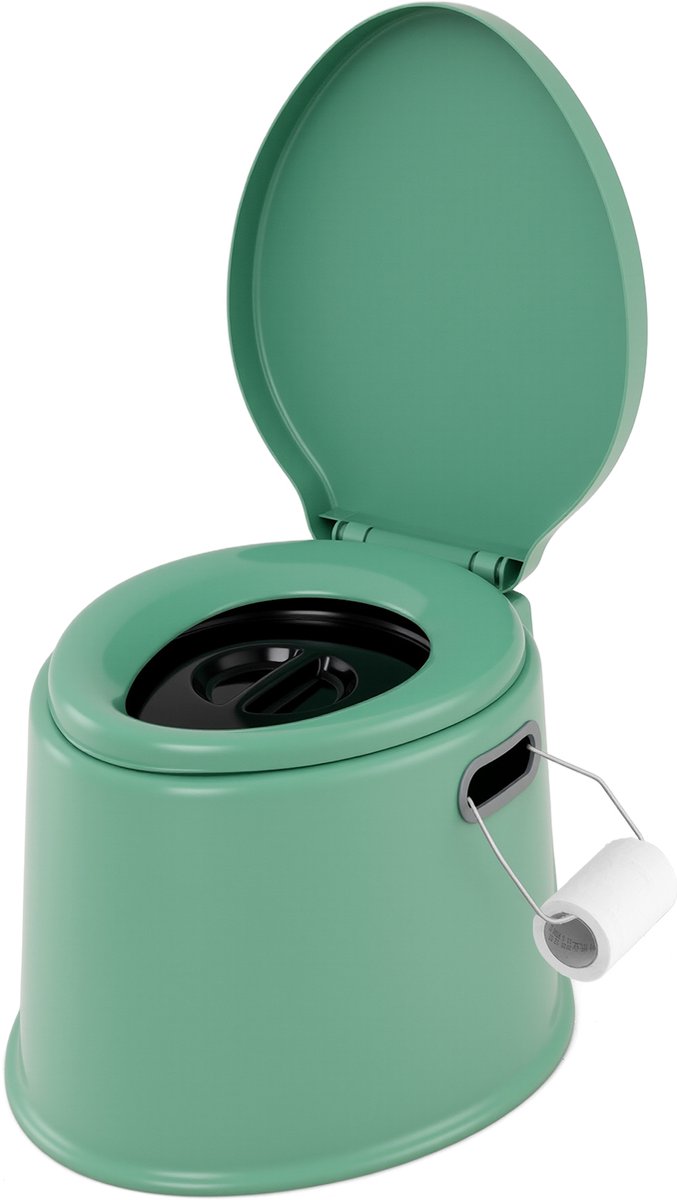 COSTWAY Campingtoilet, draagbaar, reistoilet tot 200 kg belastbaar, mobiel toilet met afneembare emmerinzetstuk, toiletpapierhouder, voor kamperen, wandelen en reizen