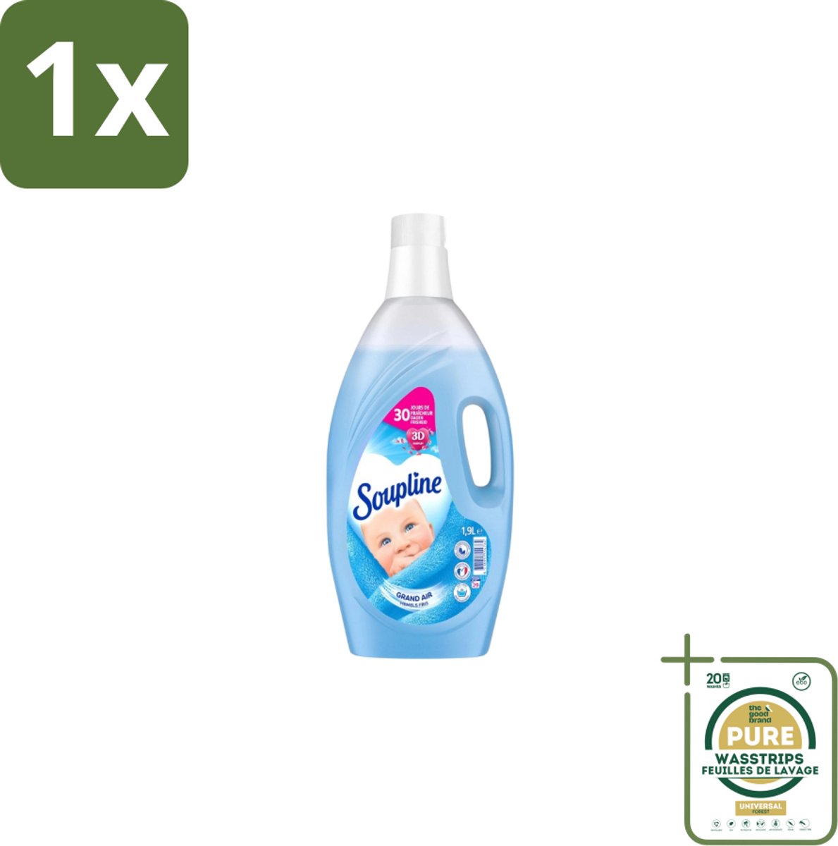 1 x Soupline – Wasverzachter – Hemels Fris – 1,9 L- Koffiezetapparaat - Koffiezetapparaat Met Automatische Functie - Koffiezetapparaat Voor Thuis - Koffiezetapparaat Met Warme Water - Koffiezetapparaat Met Filter