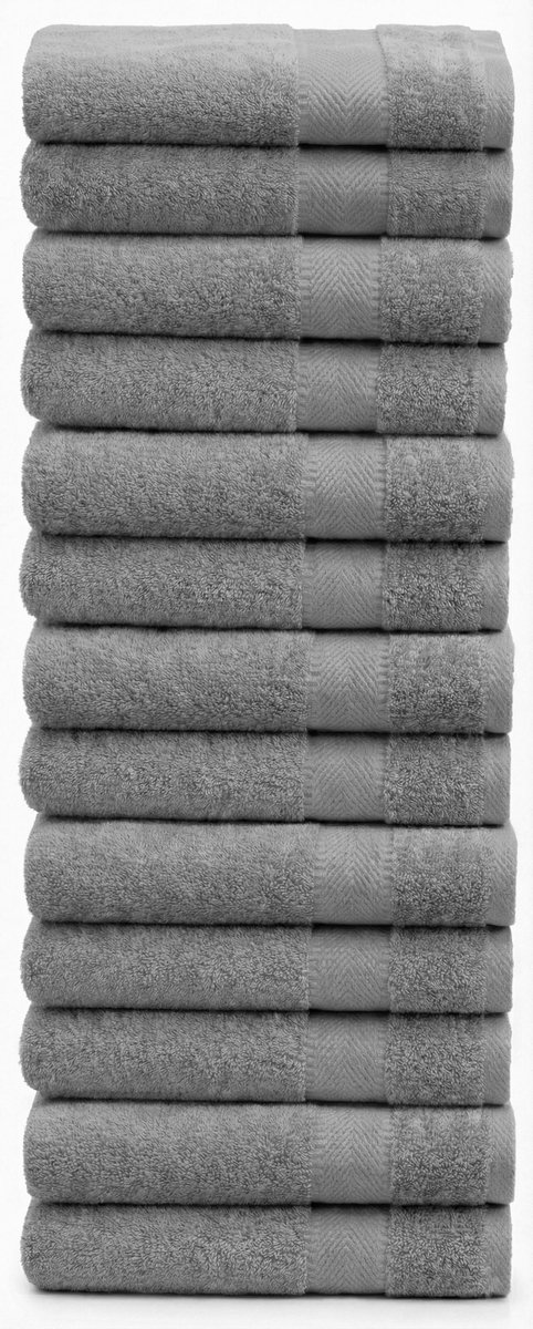 Blanche Nuit Handdoeken 50x100 cm - 10x Luxe Badhanddoek - 100% Katoen - 500 gr/m2 - Grijs