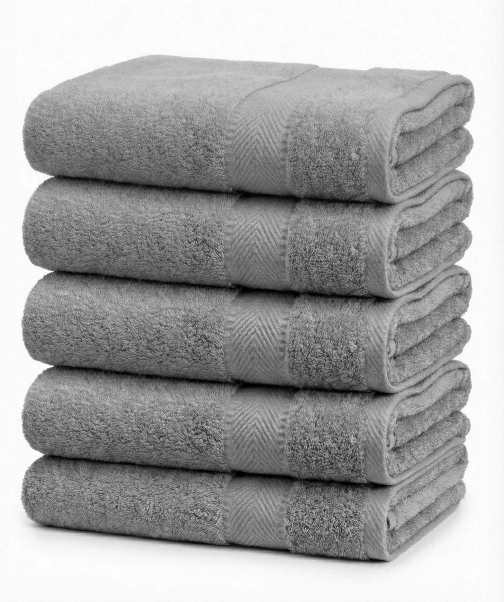 Blanche Nuit Handdoeken 50x100 cm - 5x Luxe Handdoeken - 100% Katoen - 500 gr/m2 - Grijs