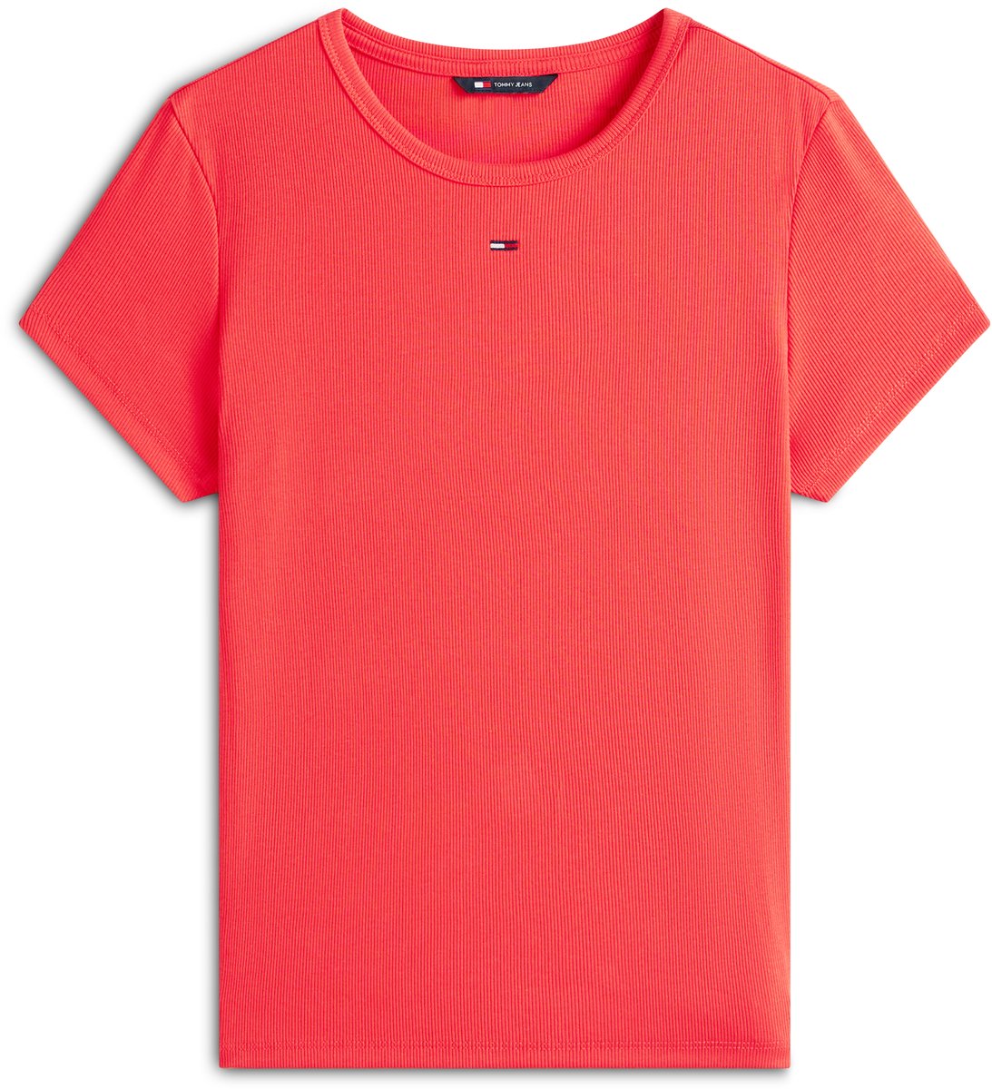 Tommy Jeans T-shirt Tjw Slim Essential Rib Ss Ext Dw0dw17383 Alert Dames Rood