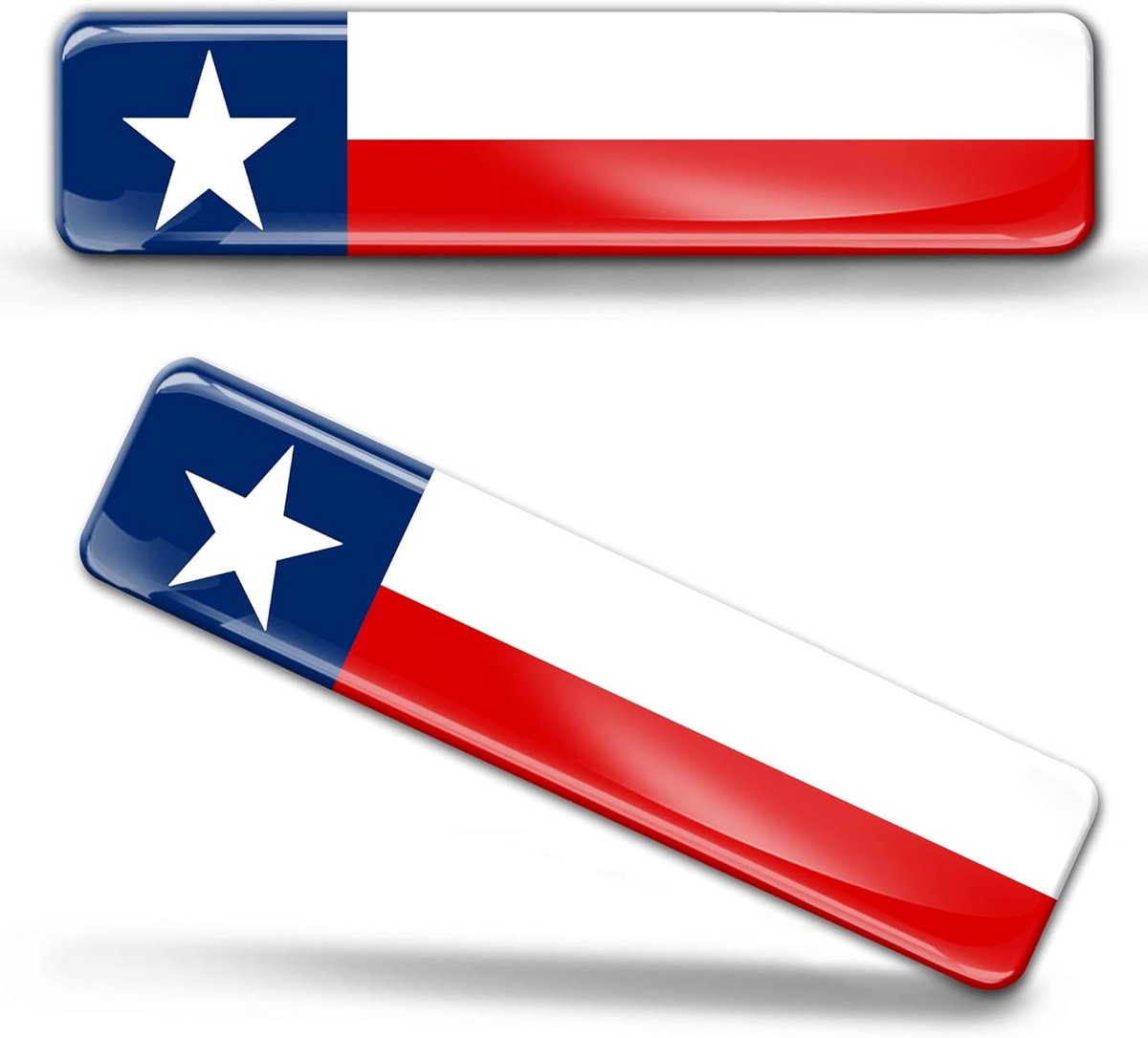 2x 3D Koepelvormige Stickers Texaanse Vlag - Auto, Motor, Helm Decoratie