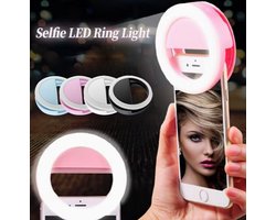 Zwarte Selfie LED Ring Light voor Smartphone – Clip-On Ringlamp – Voor Selfies, Video & TikTok – Wit of Zwart – Werkt op Batterijen