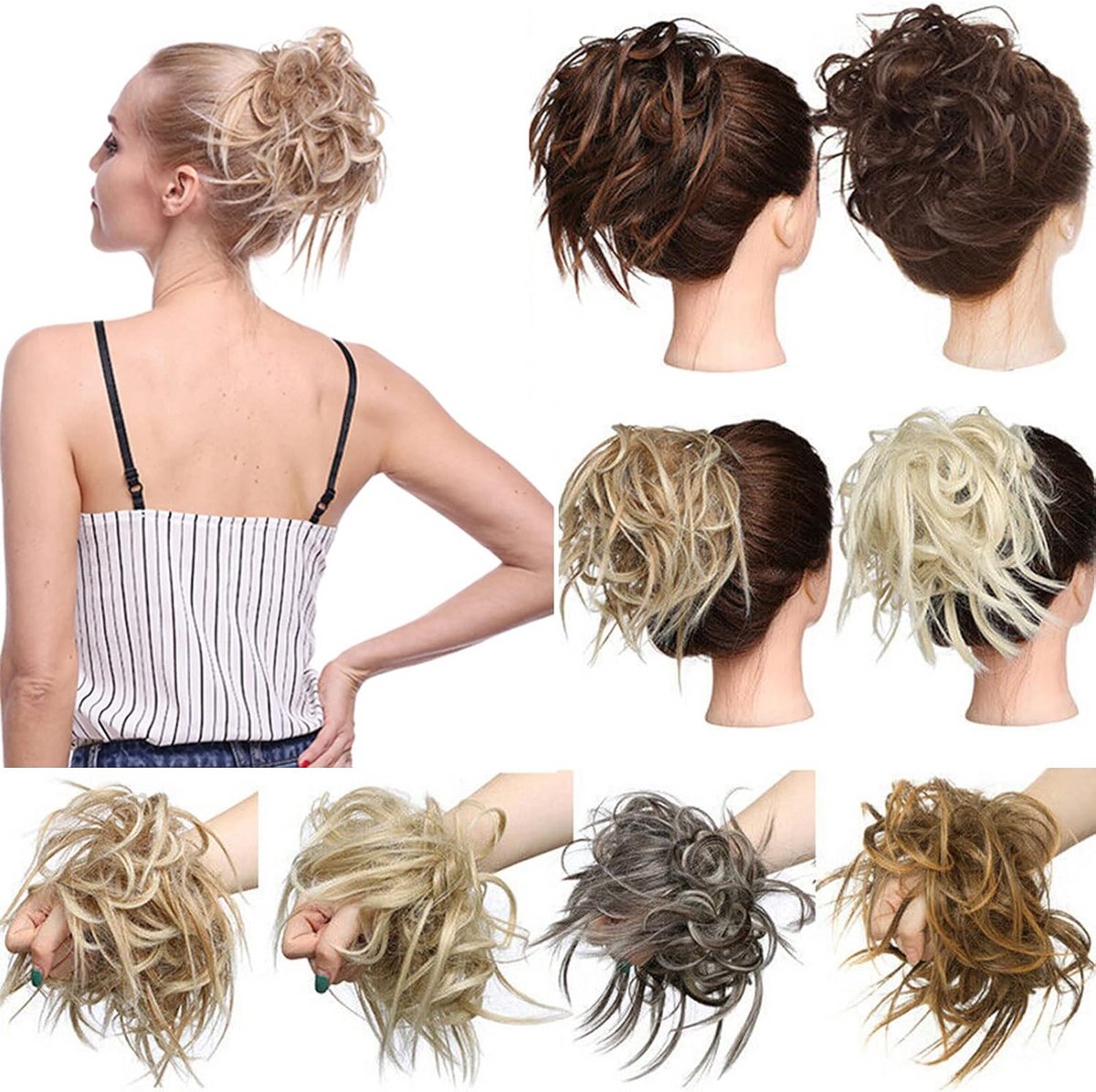 Rommelige Knot Haarverlenging met Elastiek voor Direct Volume - Golfdige Stijl