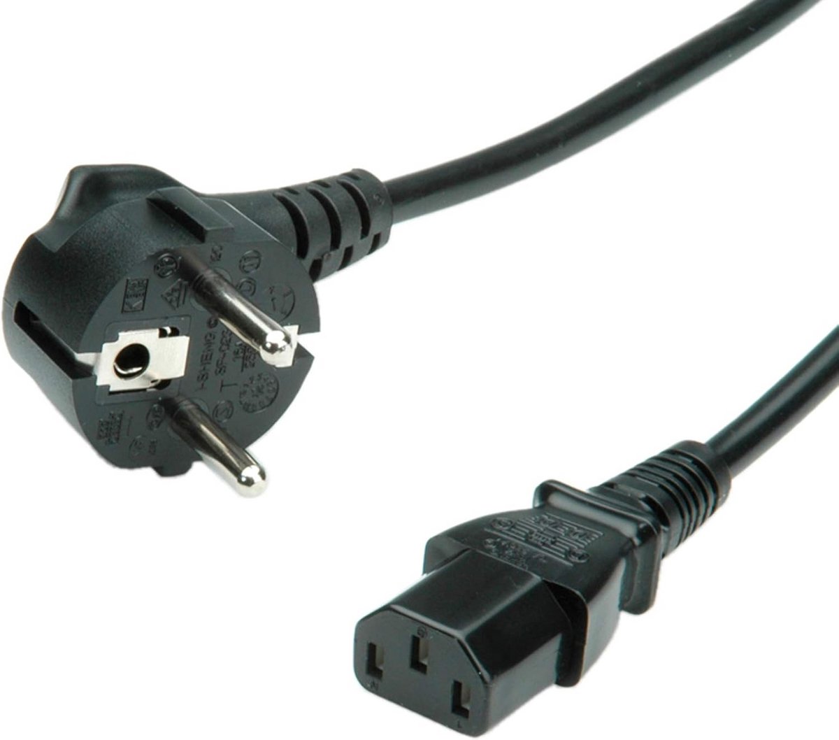 Netsnoer Zwart 0,6m met Rechte IEC-aansluiting Stroomkabel