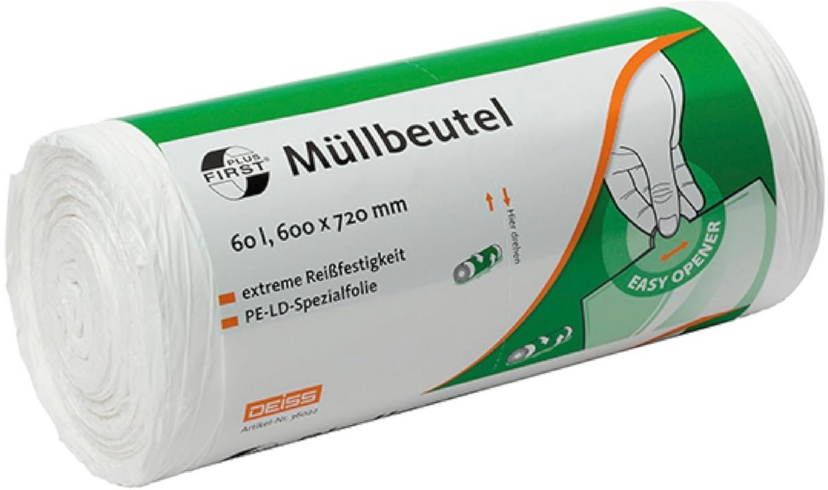 Witte Vuilniszakken 60 Liter - Scheurvast en Stevig - 50 Stuks