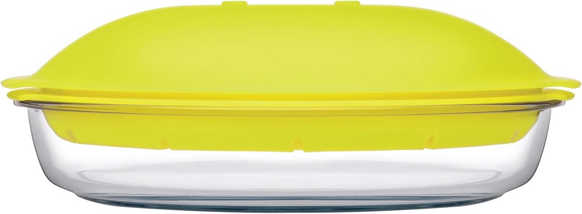 Magnetron Stoomkoker van Glas met Deksel Geel 1.8 Liter