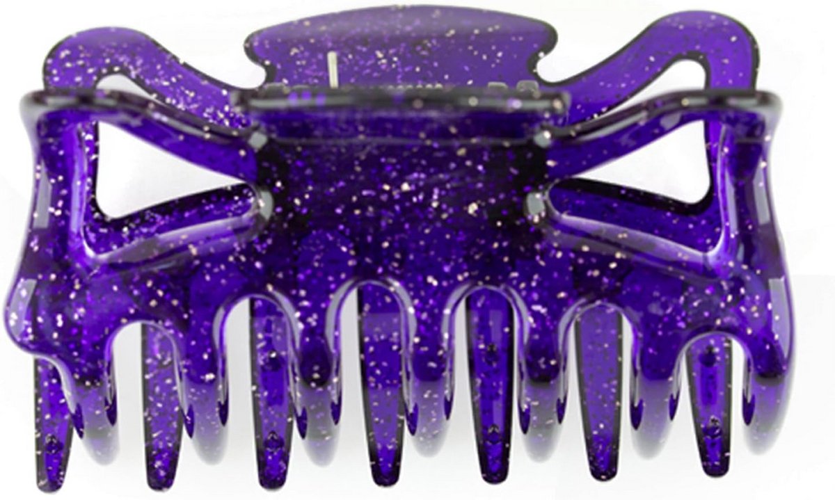 Grote paarse haarspeld met zilveren glitter