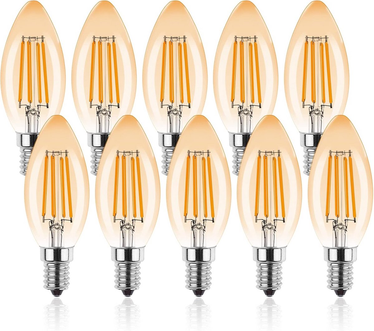 Dimbare LED Kaarslampen E14 4W Warm Wit – 10 Stuks – Vervangt 35W