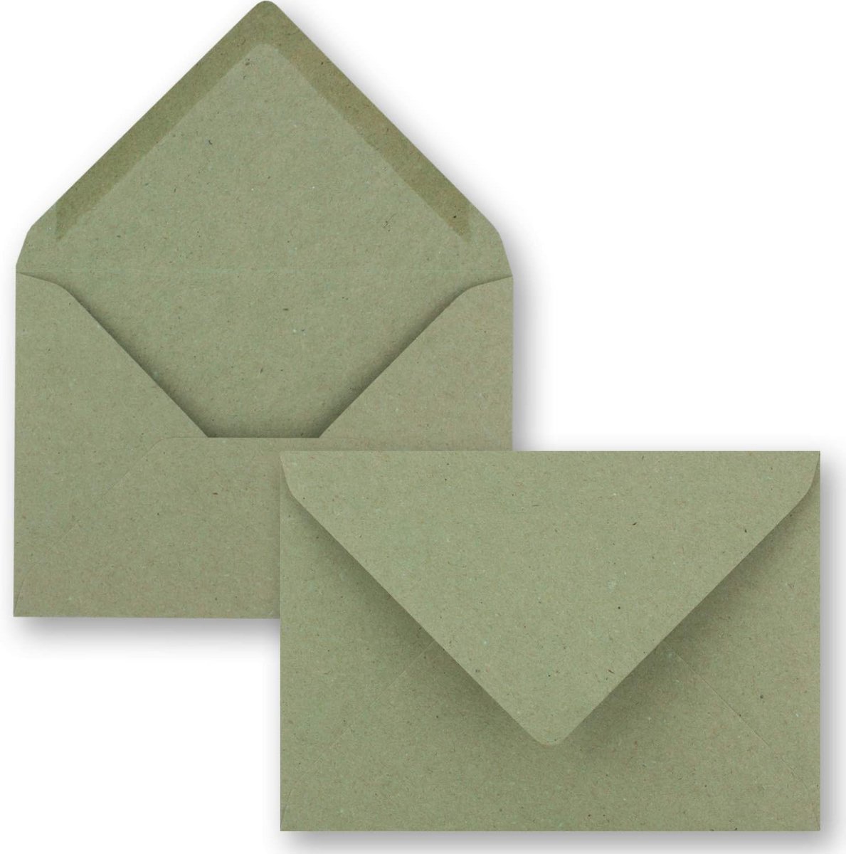 75x Groene Vintage Kraft Vouwkaarten Set DIN A6 met Enveloppen - 10,5x14,8 cm - Onbedrukt Recycled Karton