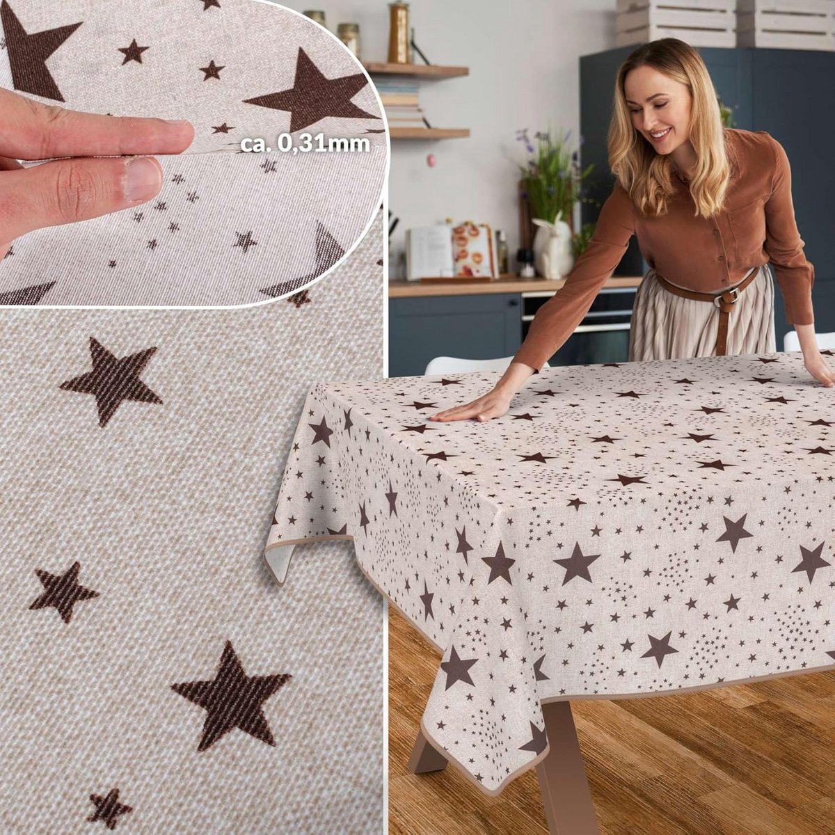 Afwasbaar Stoffen Tafelkleed Katoen-Polyester Sterrenprint Binnen en Buiten 120x140cm
