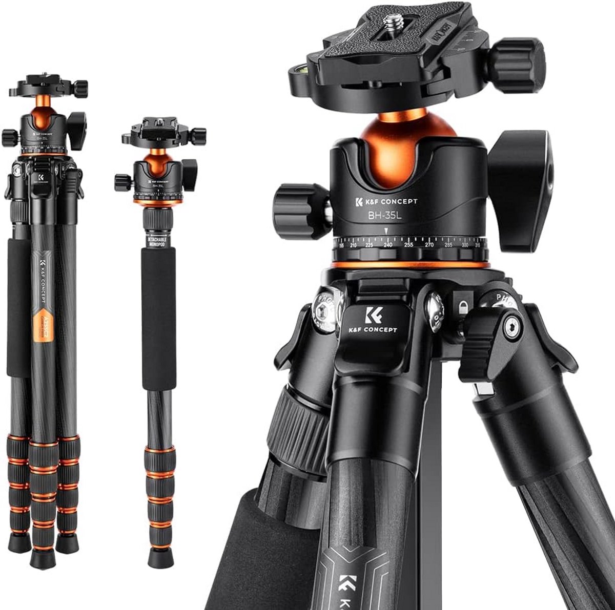 Lichtgewicht Carbon Statief voor DSLR en Systeemcamera's - 15kg Draagvermogen en 360° Panoramische Kop