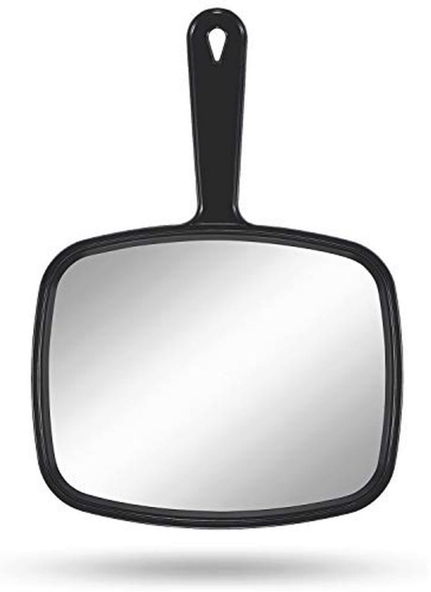 Handspiegel - Handheld Make-up Spiegel met Handvat voor Kappers - Vierkant Zwart 10.3"x7.4"