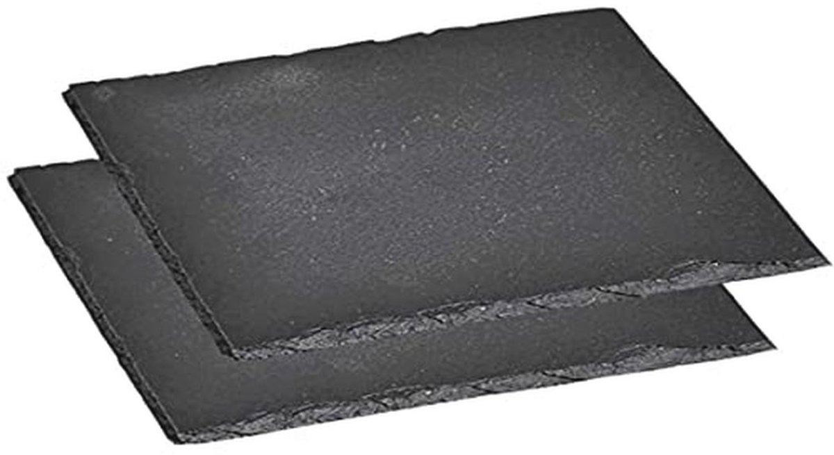 Set van 2 Serveerplaten van Leisteen - Buffetplaten Geolied, 200 x 200 mm, Zwart
