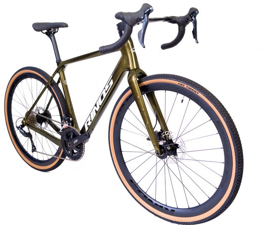 Rinos Sandman 1.0 - Carbon Gravel Fietes - Gravel Bike - met Shimano SORA 18 versnellingen en schijfremmen - lichte fiets voor dames en heren - 700 x 40C - Kameleon Goud Groen S-52 van Rinos — afbeelding 3