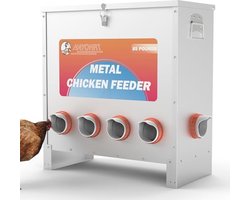 HAYOHRT 80-120 lbs Capaciteit Kippenvoeder Geen Afval 10-Poorten Automatische Grote Pluimvee Feeder met Klink & Handvat voor Kippen Bantams Fazanten Pluimvee Coop Weerbestendig