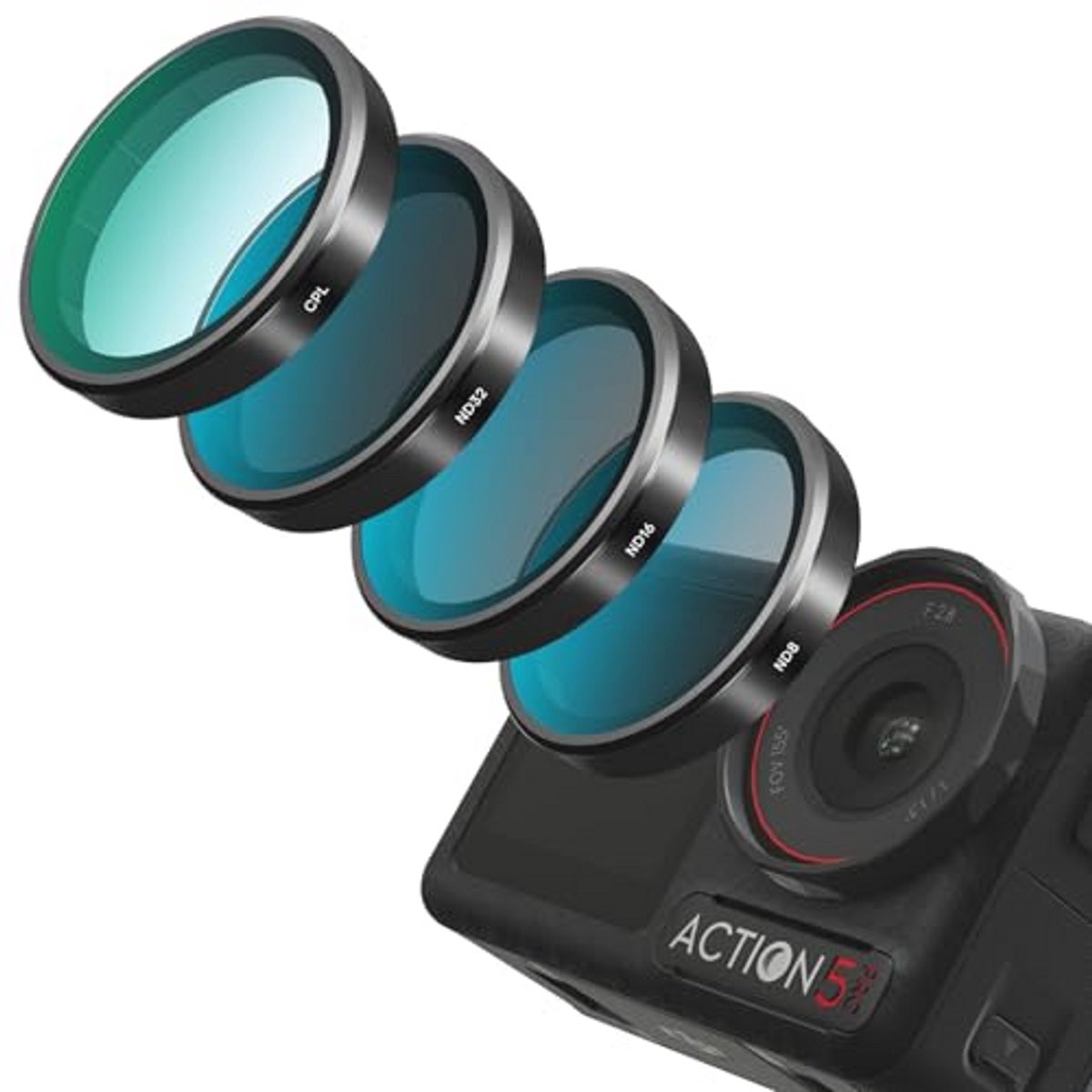 Lensfilterset voor Action Camera - 4 Pack CPL ND8 ND16 ND32 Polariserende Neutrale Dichtheidsfilter
