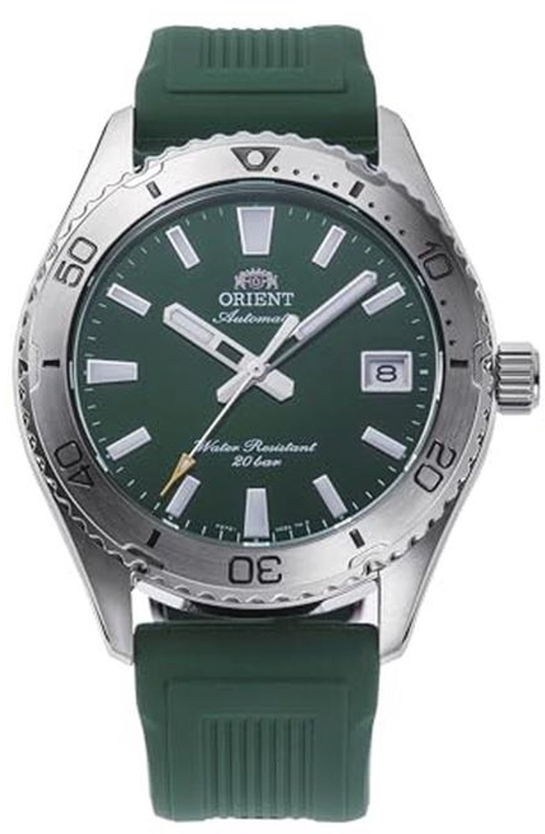 Automatisch herenhorloge met groene wijzerplaat en rubberen band