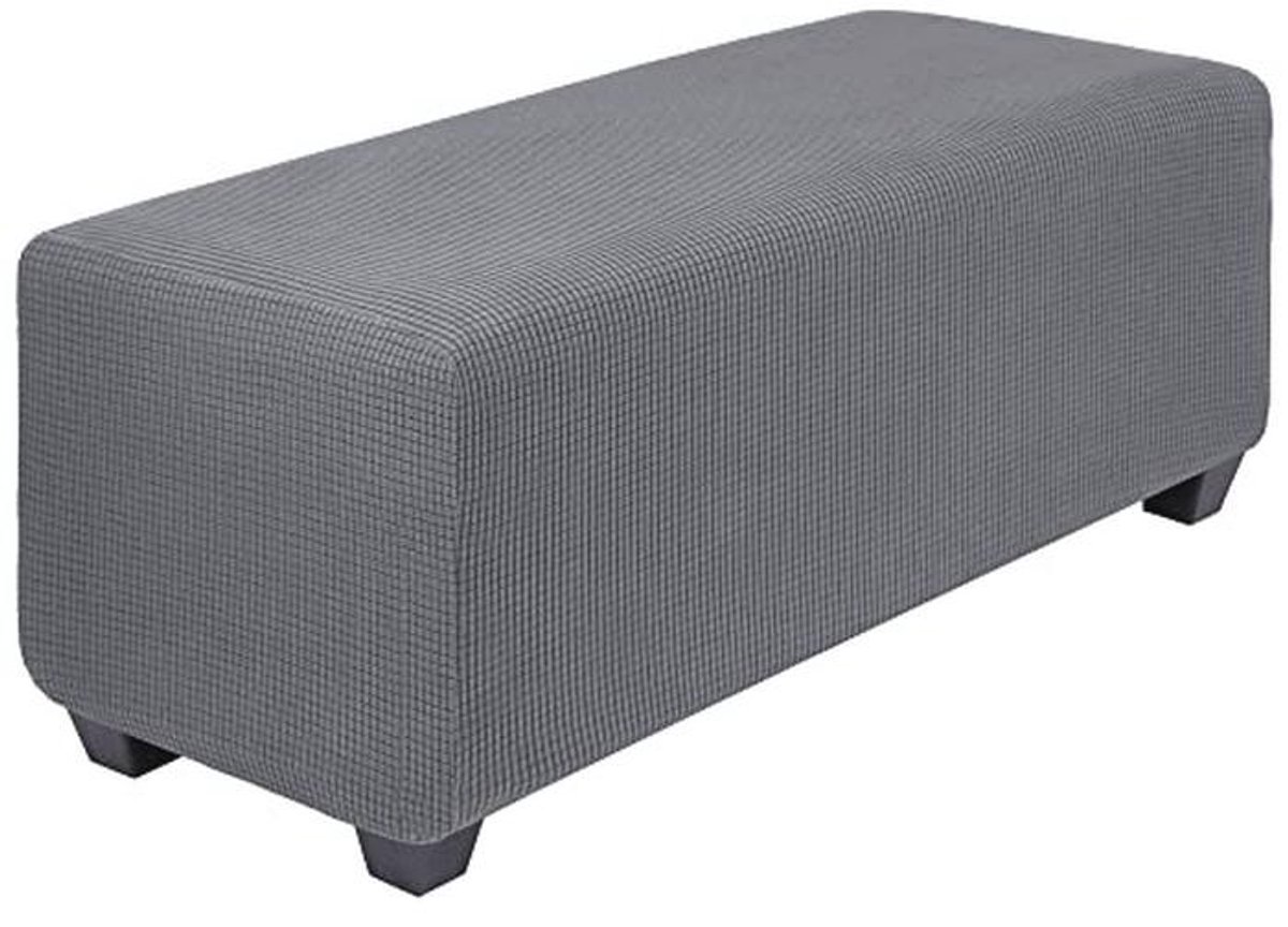 Hoog Rekbare Poefhoes met Elastische Onderkant - Jacquard Stof - Donkergrijs