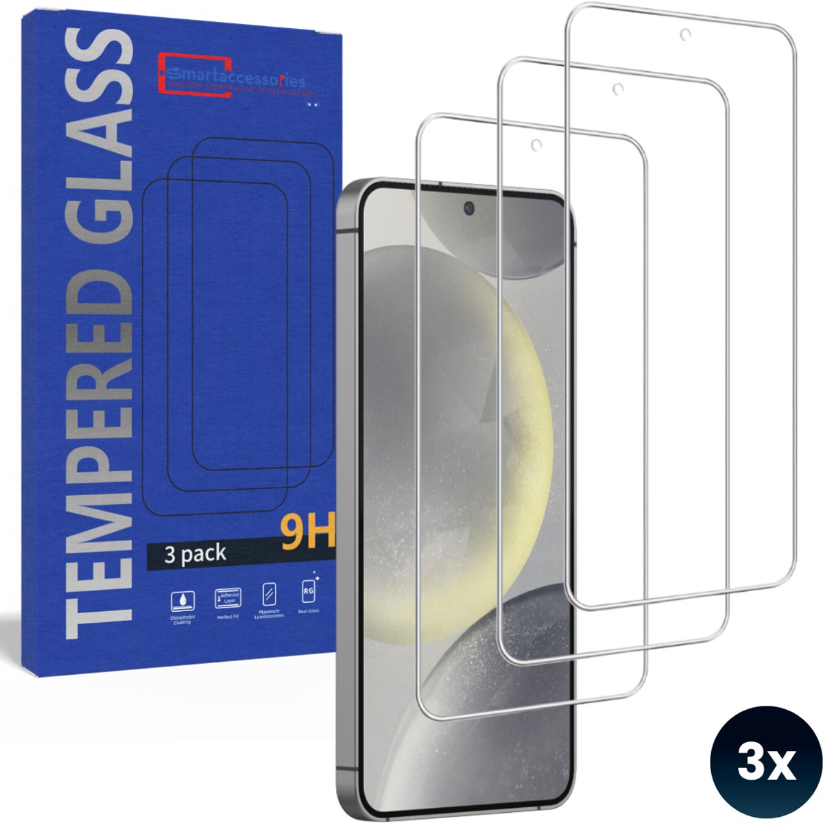 Screenprotector geschikt voor Samsung Galaxy S24+ - Gehard Beschermglas - Tempered Glass Screen Cover -Eenvoudige installatie - 3 Stuks
