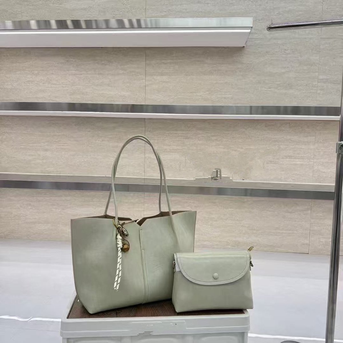 TK-S set Schoudertas-shopper + clutch-handtas, groen