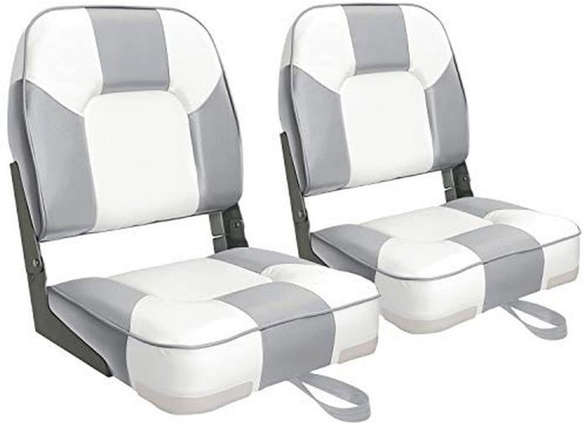 Lage Rugleuning Opvouwbare Bootstoel voor 2 Personen - Wit/Grijs