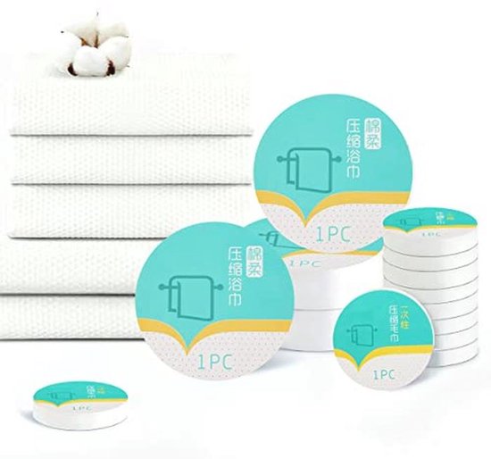 AONAT 100 stuks gecomprimeerde wegwerphanddoeken, mini-wegwerphanddoeken, gecomprimeerde handdoek, draagbare mini-snoepjes voor outdoor-wandelen, kamperen, reizen of thuis