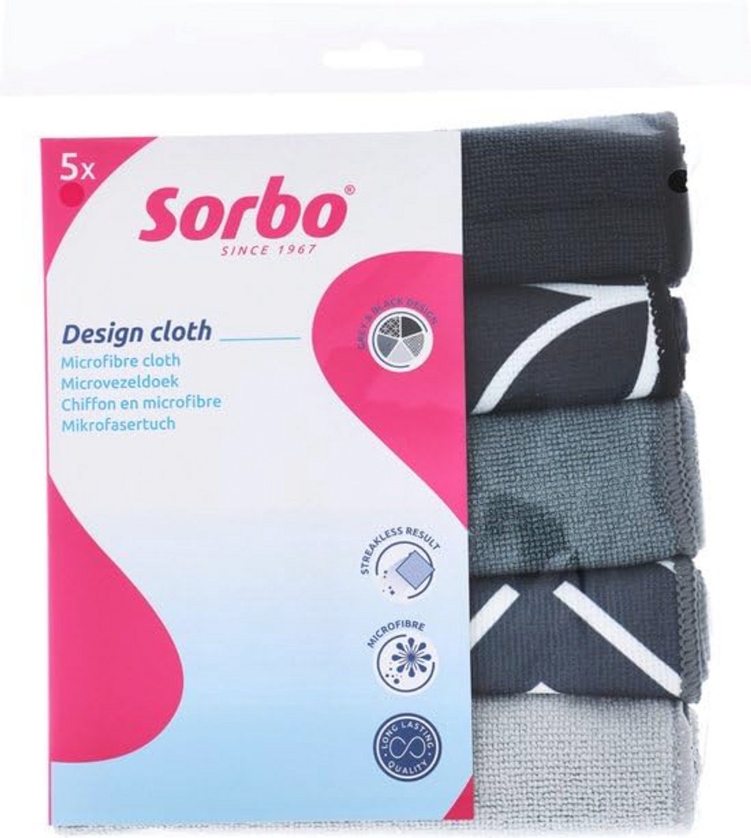 Set van 5 herbruikbare microvezeldoeken 40 x 40 cm voor streepvrije reiniging