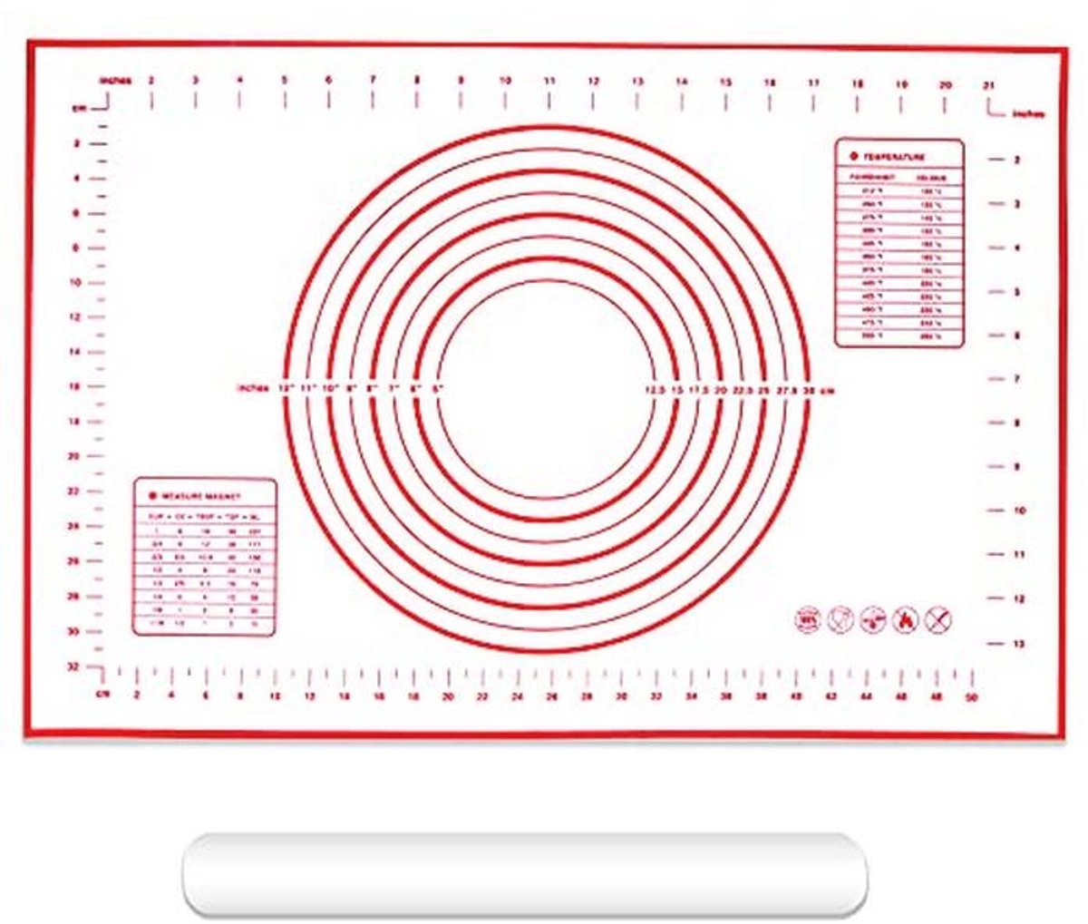 Siliconen antiaanbakrolmat en niet-stick deegroller voor perfecte deegbereidingen
