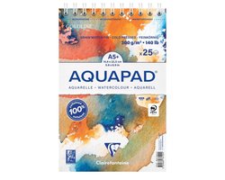 Clairefontaine Goldline Aquapad – A5 – 300 g – Spiraalblok – Aquarelpapier – 25 Vel