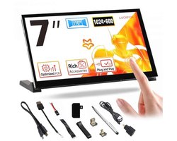 LUCKFOX for Raspberry Pi Screen 7 inch HDMI Touch Screen for Raspberry Pi 5 Plug & Play 1024x600 5 Point Touch Screen Portable Monitor for Laptop with Stand IPS LCD Display Second Screen for Laptop PC